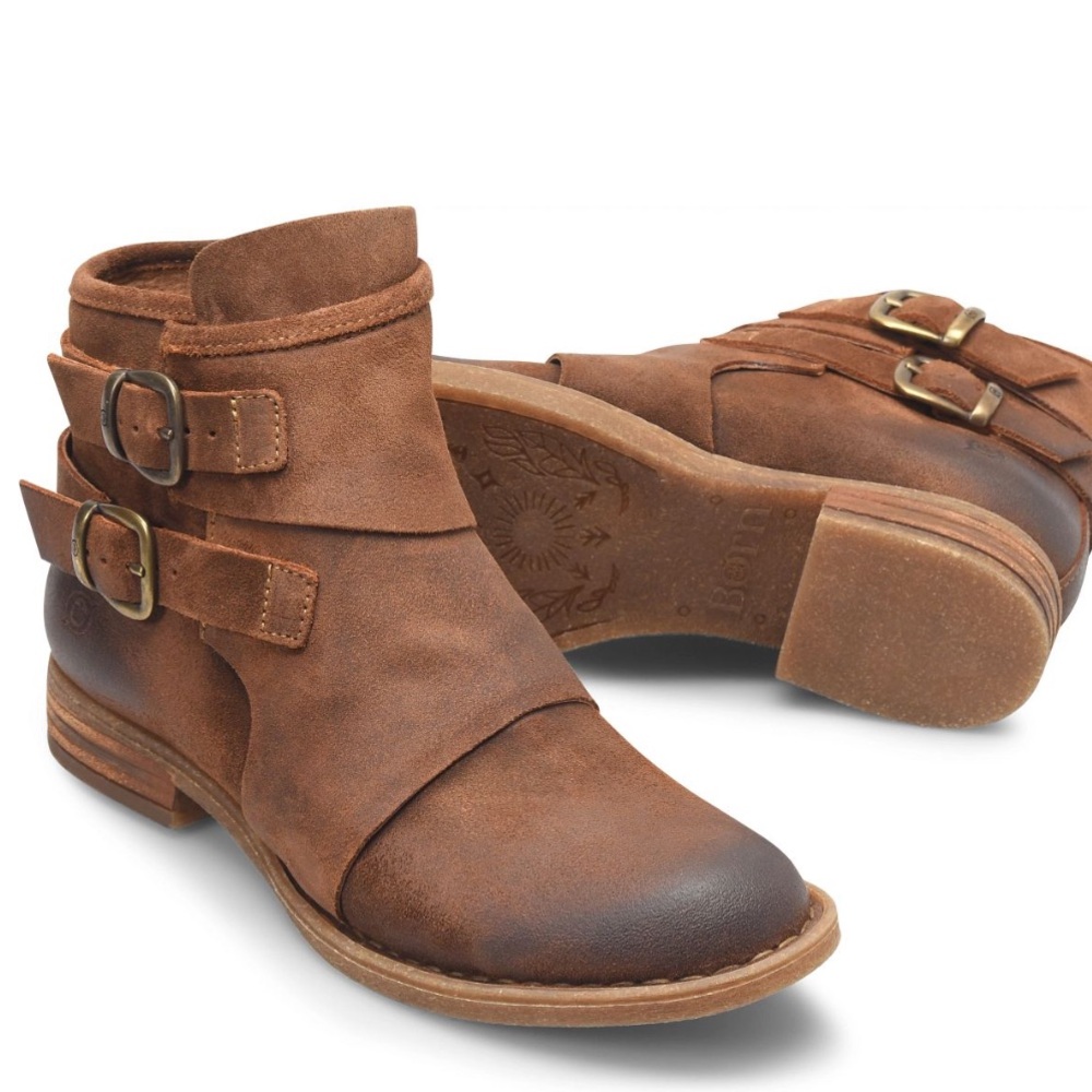 Born Moraga Glazed Ginger Artfully Distressed Cushioned Footbed Boots NIB 7.5